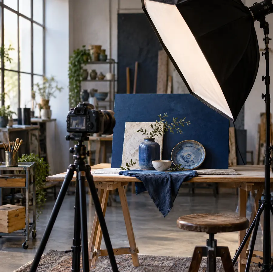 Illustration of photography businesses equipment and workspace
